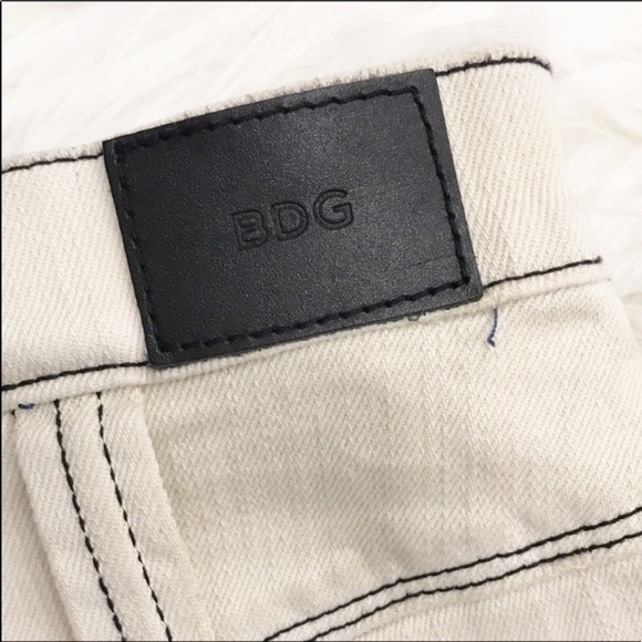 BDG High Rise Cream Roll Up Jean Denim Shorts - Picture 7 of 8